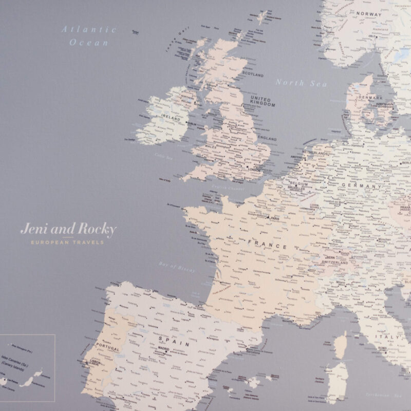 Europakarte Pinnwand Grau Cremefarben Personalisiere Europakarte Pinnwand Grau Cremefarben Personalisiere