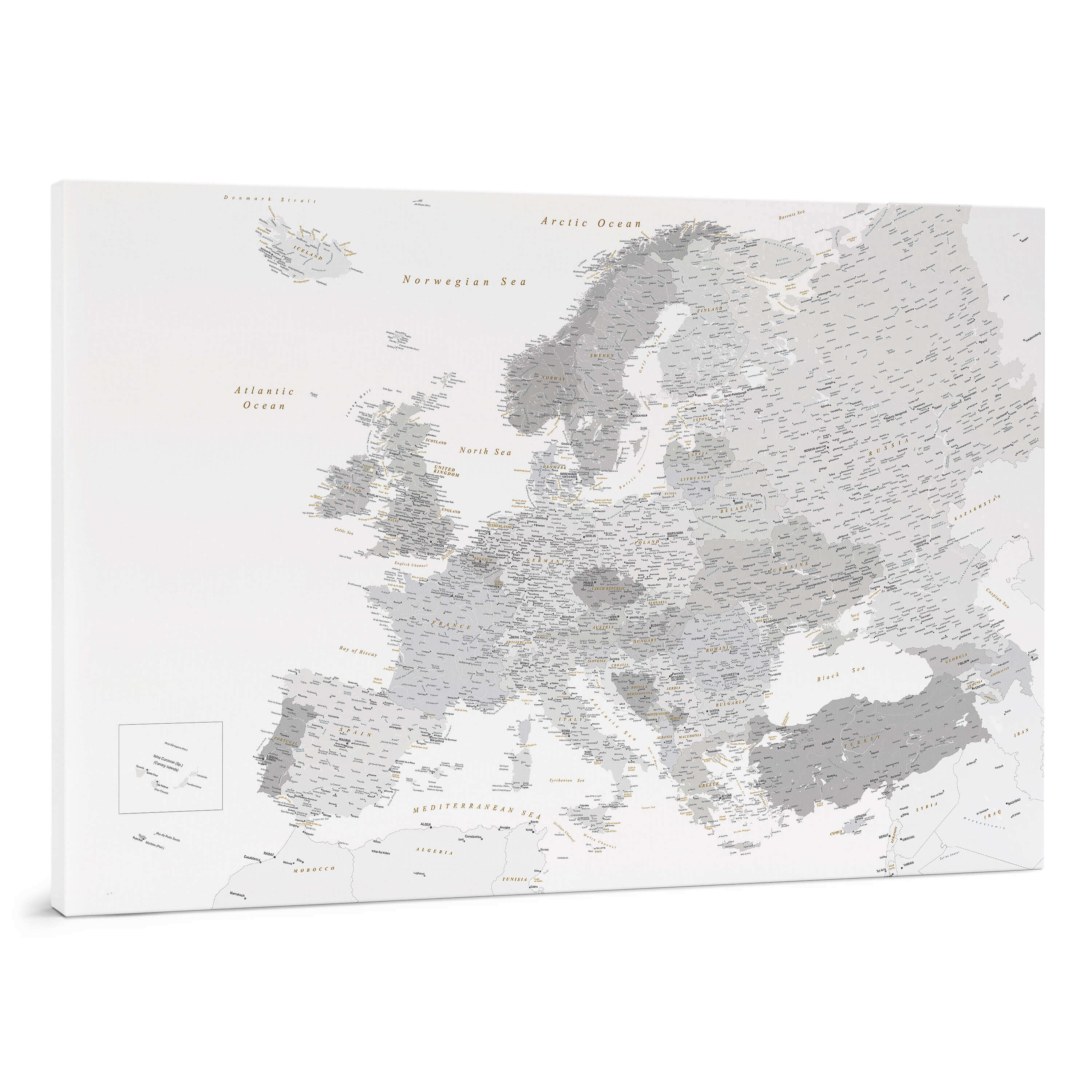 Europakarte Pinnwand – Grau (Detailliert) Europakarte Pinnwand – Grau (Detailliert)