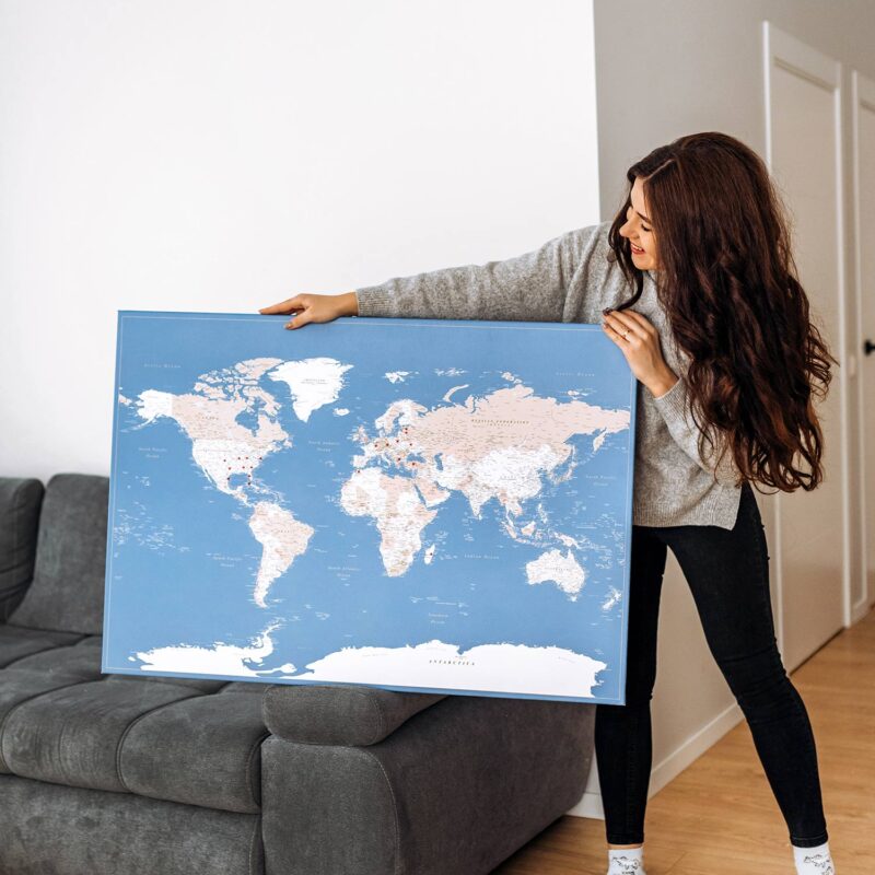 weltkarte für reisende blau weltkarte für reisende blau