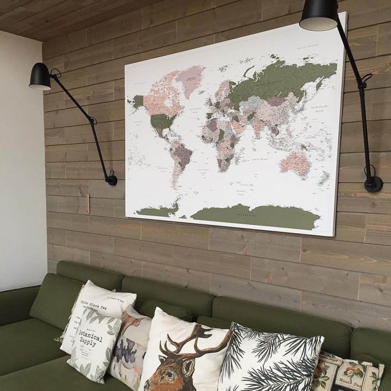 green violet push pin world map hanged wall green violet push pin world map hanged wall