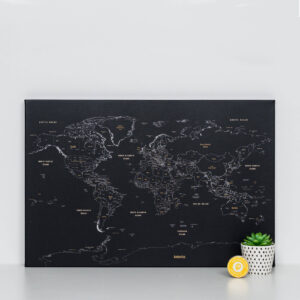 Pinnwand Weltkarte – Schwarz (60x40cm)