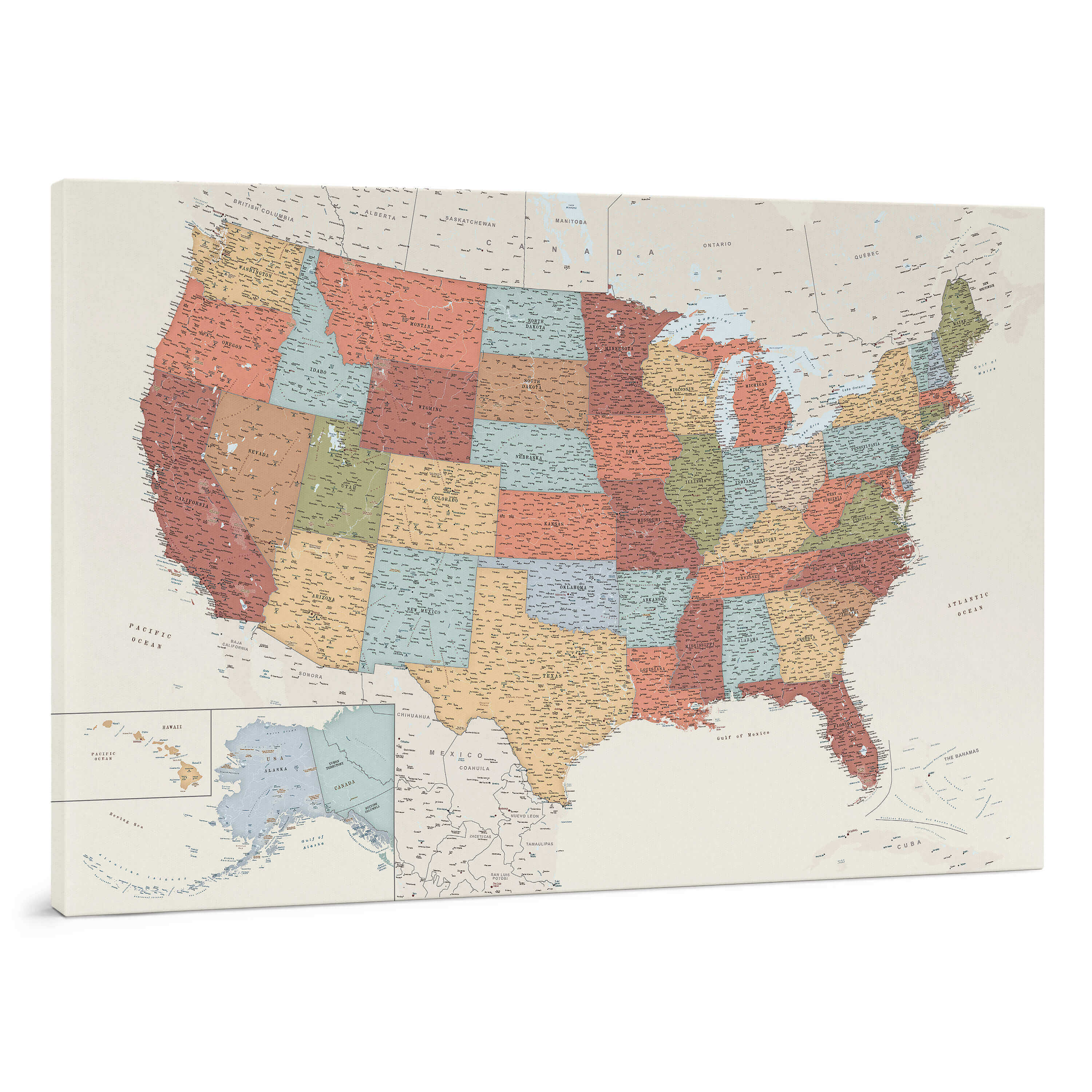 Pinnwand USA Karte – Bunte (Detailliert) Pinnwand USA Karte – Bunte (Detailliert)
