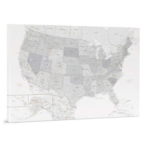 Pinnwand USA Karte – Grau Weiß (Detailliert)