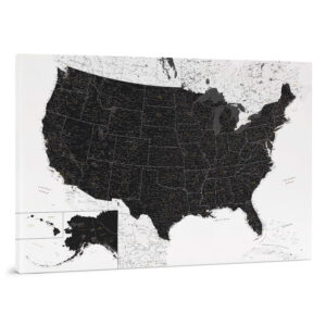 Pinnwand USA Karte – Schwarz und Weiß (Detailliert)