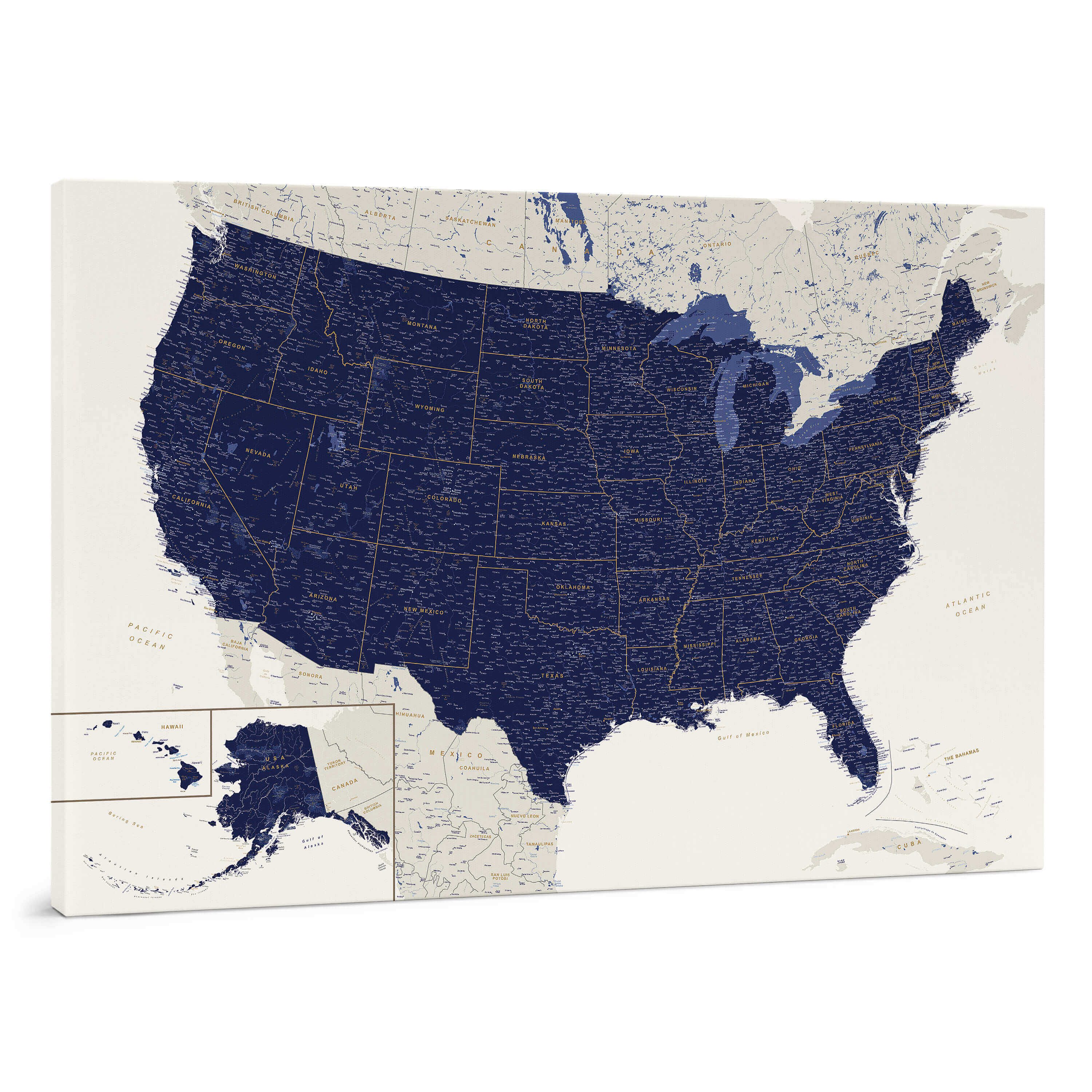USA Pinnwand Karte – Marineblau (Detailliert) USA Pinnwand Karte – Marineblau (Detailliert)