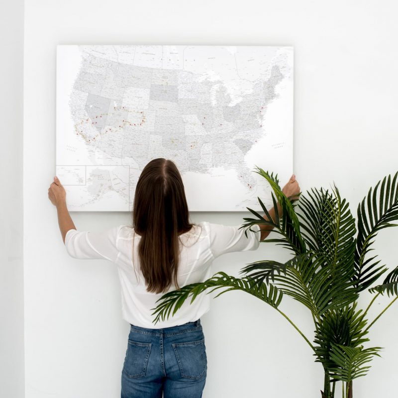 pinnwand usa karte grau mit pins pinnwand usa karte grau mit pins