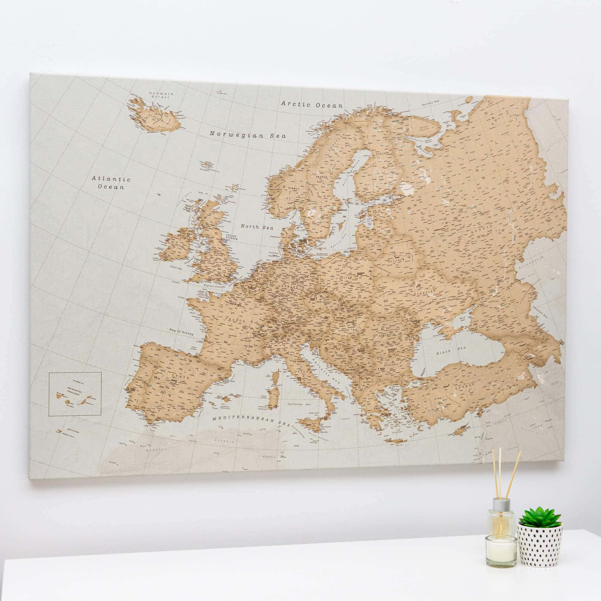 Europa Pinnwand Karte – Vintage (Detailliert) - TripMapWorld.de