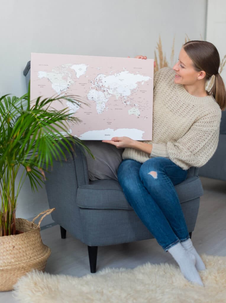 Kleine Pinnwand-Weltkarte trip map world