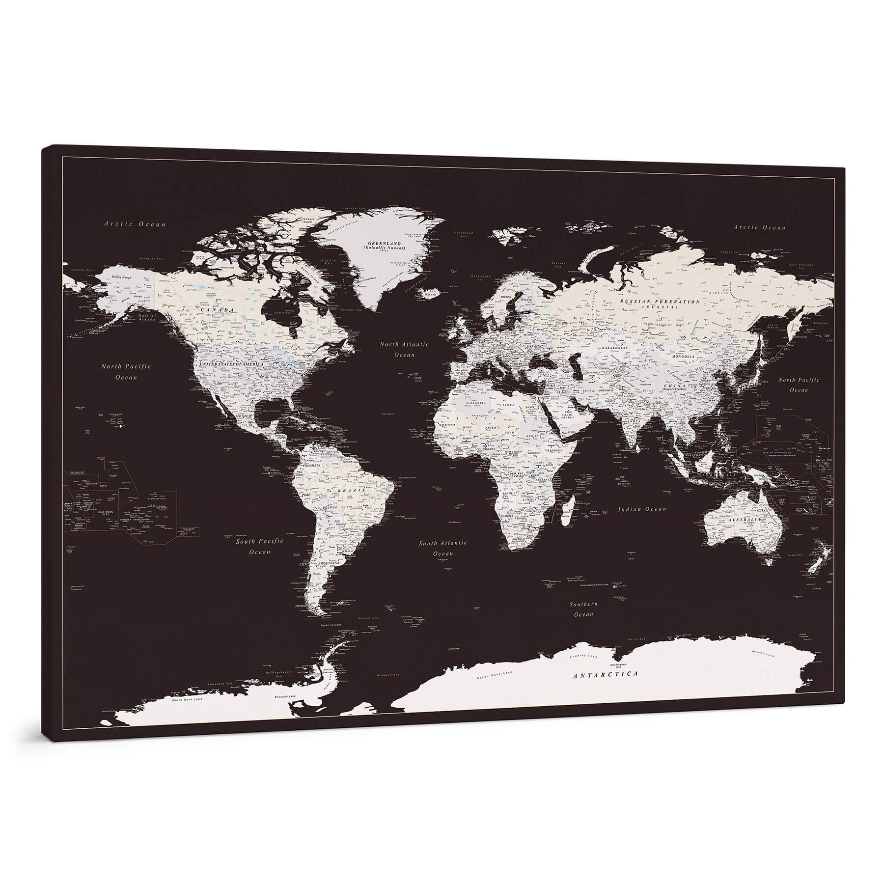 Welt Pinnwand Karte – Dunkelbraun Welt Pinnwand Karte – Dunkelbraun