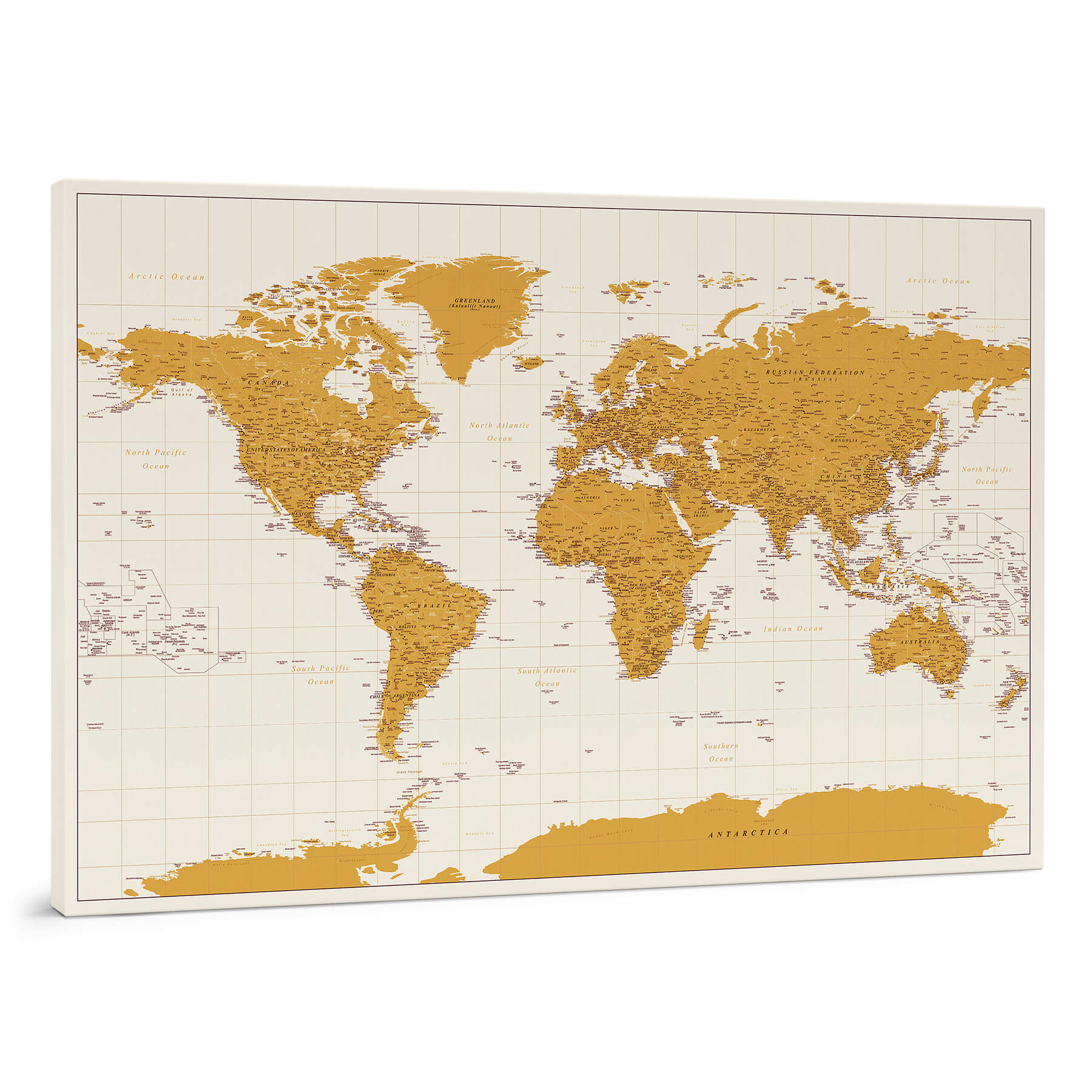 Welt Pinnwand Karte – Gelb Welt Pinnwand Karte – Gelb